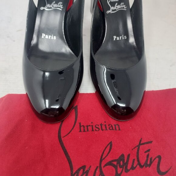 Christian Louboutin So Jane Patent Black Slingback Pump Shoe - Picture 8 of 10